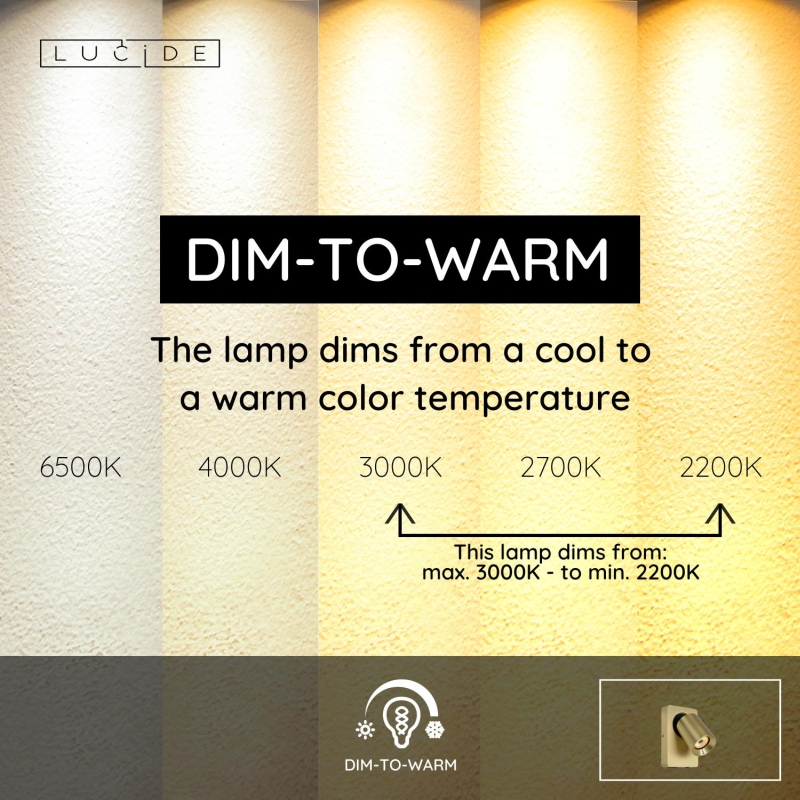 Lucide NIGEL - Nástenné bodové svietidlo - LED Dim. - GU10 - 1x5W 3000K - S nabíjacím bodom USB - Matt Gold / Mosadz
